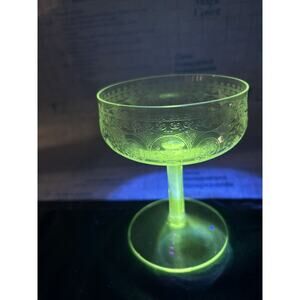Depression Era Glass Water Goblet Etched Depression Glass